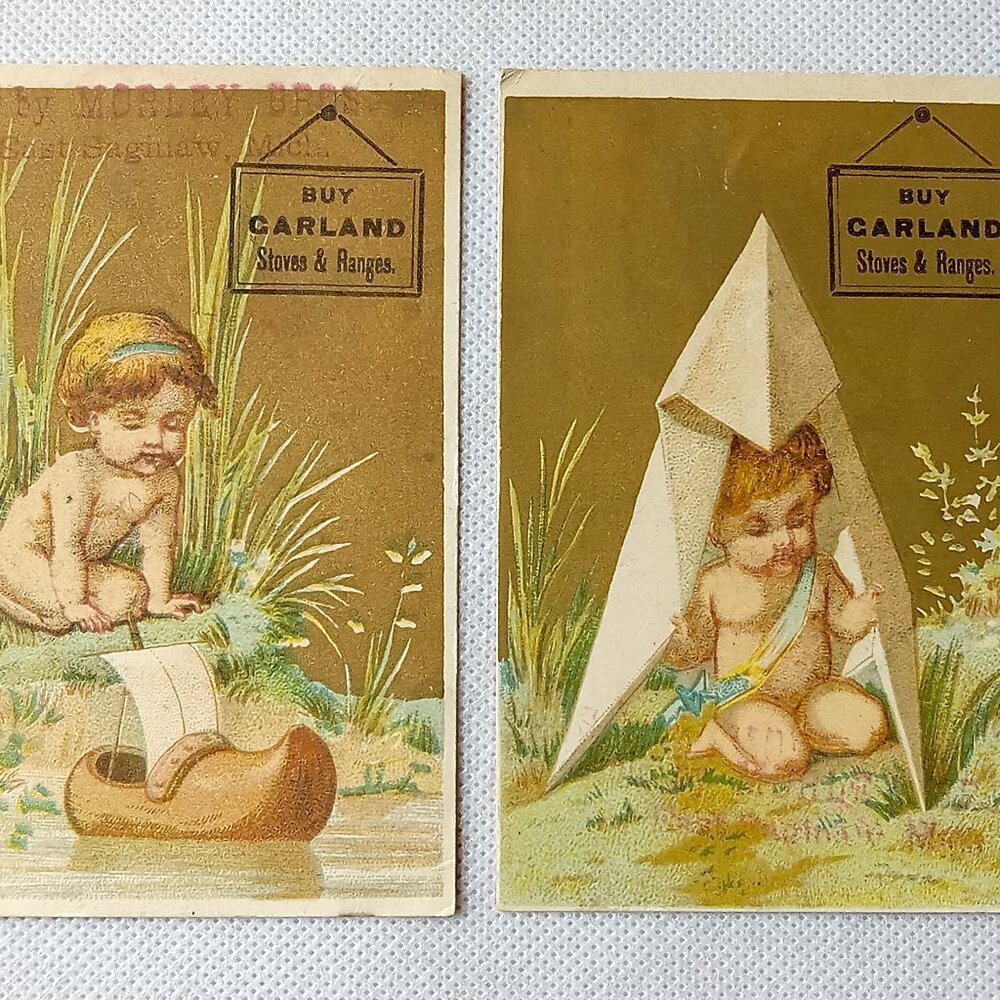 2 Vintage Trade Advertisement Cards